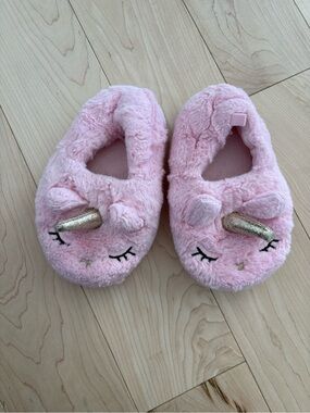 H&M Pink Plush Unicorn Slip-On Slippers